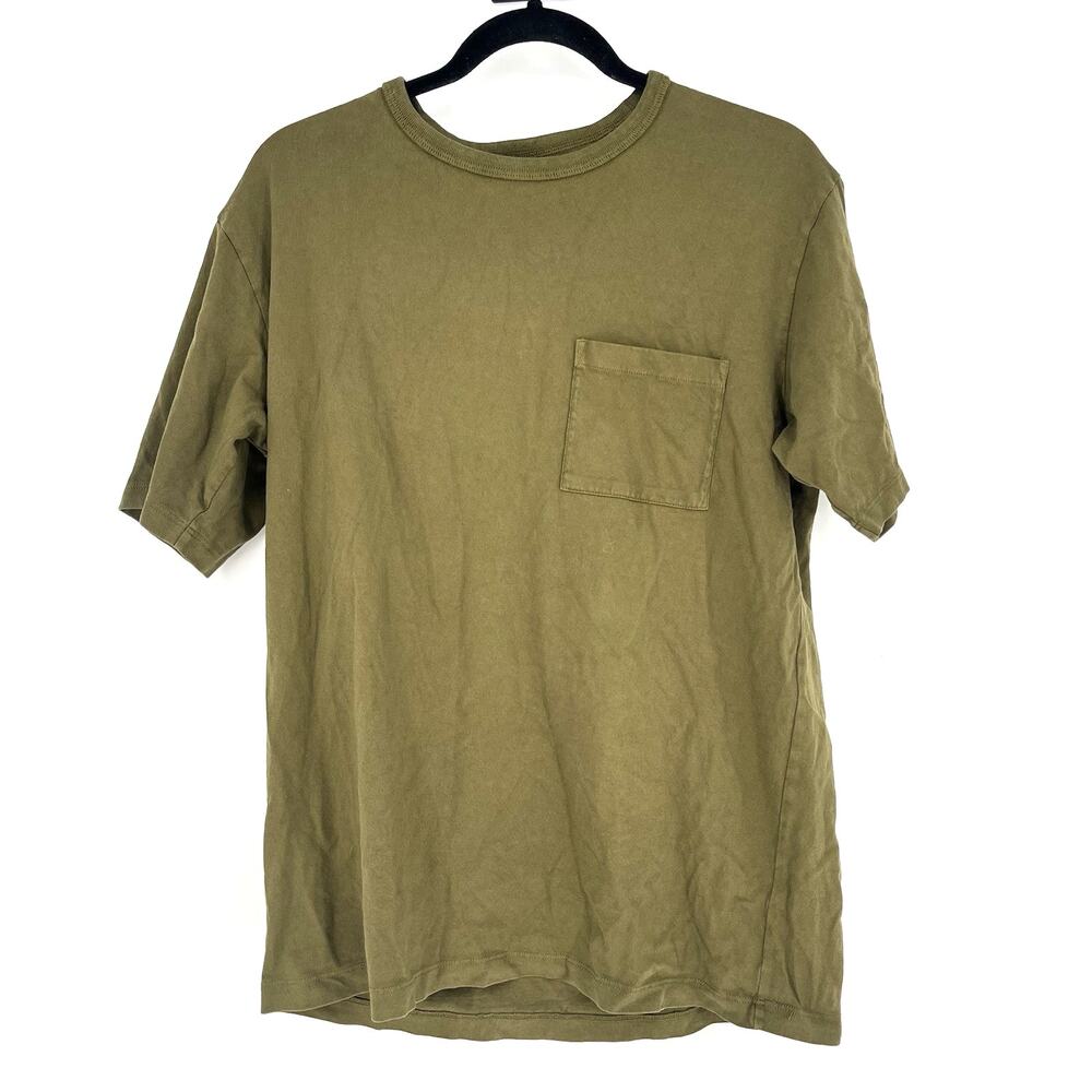 Bombas Premium Weight Pocket T Shirt Toffee Green Crew Neck Men's Small